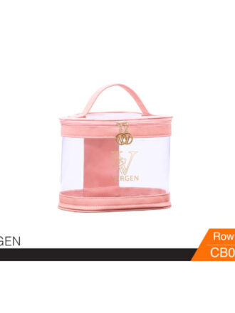 کیف آرایش طلق مینی چمدان صورتی با کد CB009-7 برند vergen