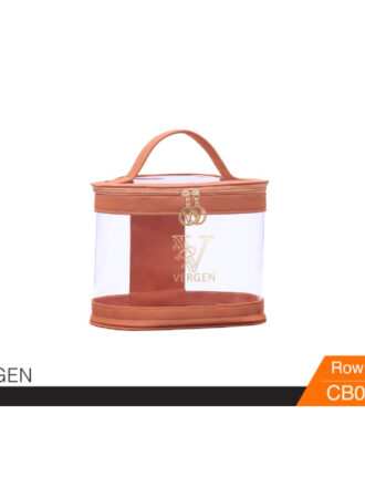 کیف آرایش طلق مینی چمدان عسلی با کد CB009-8 برند vergen